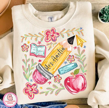 Customizable Teacher Pencil Tee/Sweatshirt