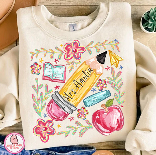 Customizable Teacher Pencil Tee/Sweatshirt