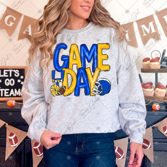 Blue & Yellow Game Day Shirt/Long Sleeve/Crewneck/Hoodie