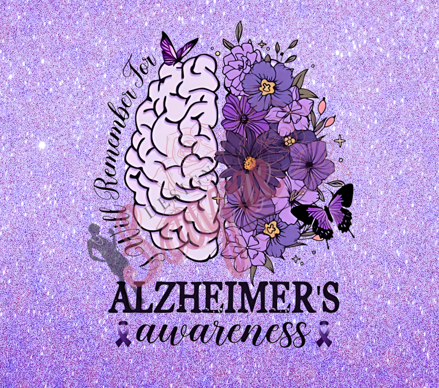 Floral Brain Alzheimer’s Awareness Purple 20oz Steel Tumbler