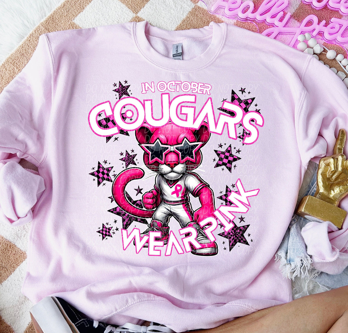 Team Customizable In October Mascot Wear Pink Tee/Sweatshirt