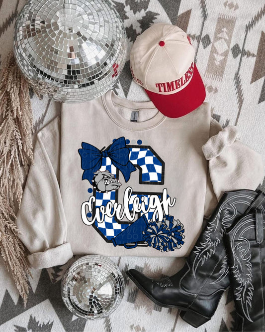 Customizable Cheer Checkered Letter Shirt/Long Sleeve/Crewneck/Hoodie