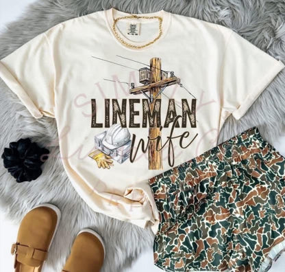 Watercolor Lineman Wife Shirt/Long Sleeve/Crewneck/Hoodie