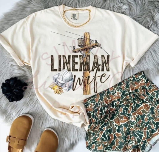 Watercolor Lineman Wife Shirt/Long Sleeve/Crewneck/Hoodie