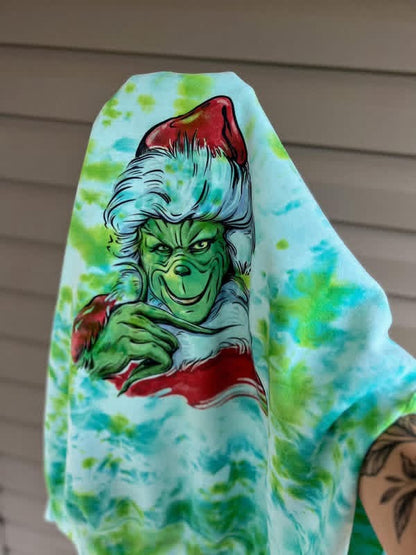 Hand Dyed Tie-Dye Santa Green Guy Sublimated Crewneck- Closes 10/18!