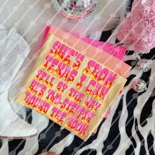 Pink & Flames She’s From Texas Tee/Tank