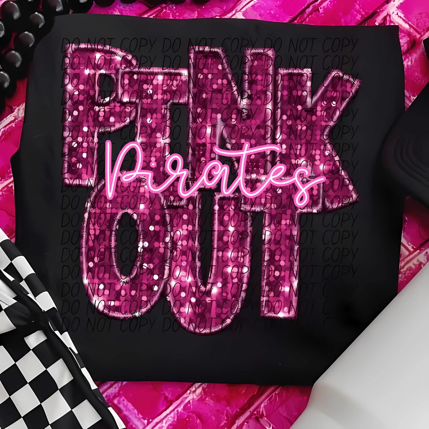 Team Customizable Pink Faux Sequin Pink Out Tee/Sweatshirt/Hoodie