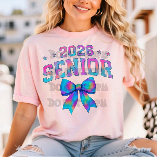 Tie-dye Senior Bow Tee/Sweatshirt/Hoodie