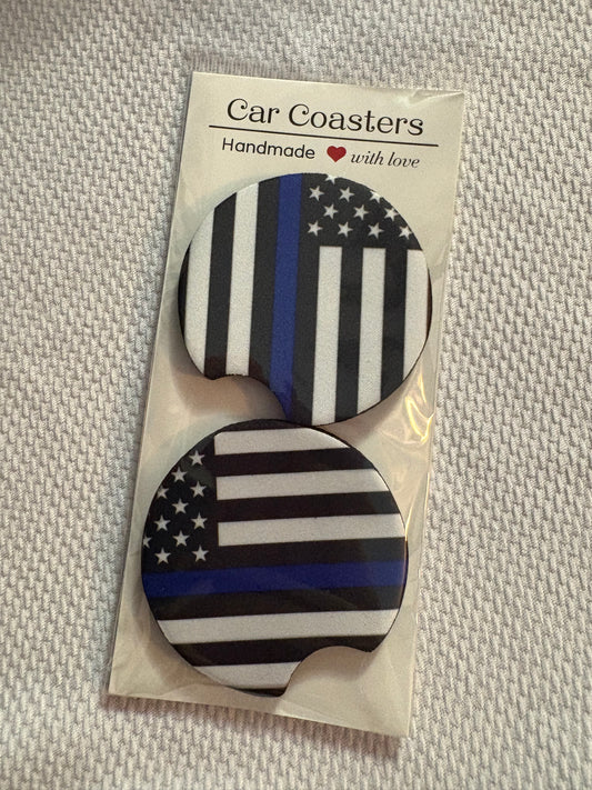 Police Flag Car Coasters