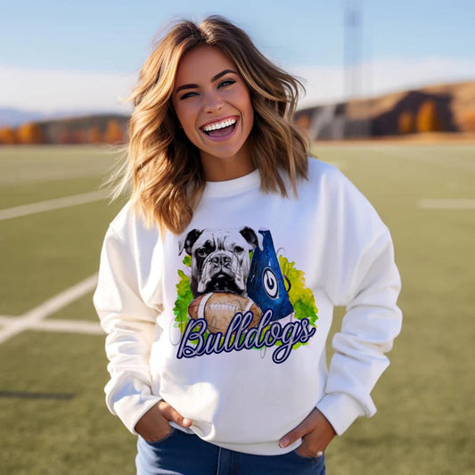 Greenwood Bulldogs Painted Football/Cheer Shirt/Sweatshirt- Adult