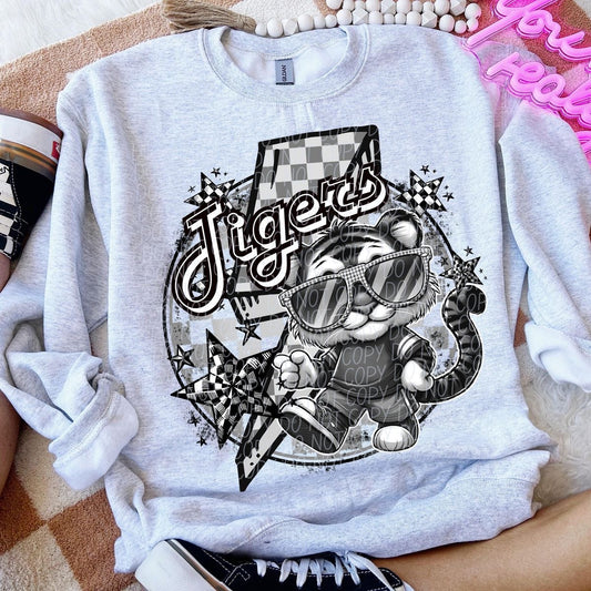 Black and White Retro Tigers Shirt/Long Sleeve/Crewneck/Hoodie