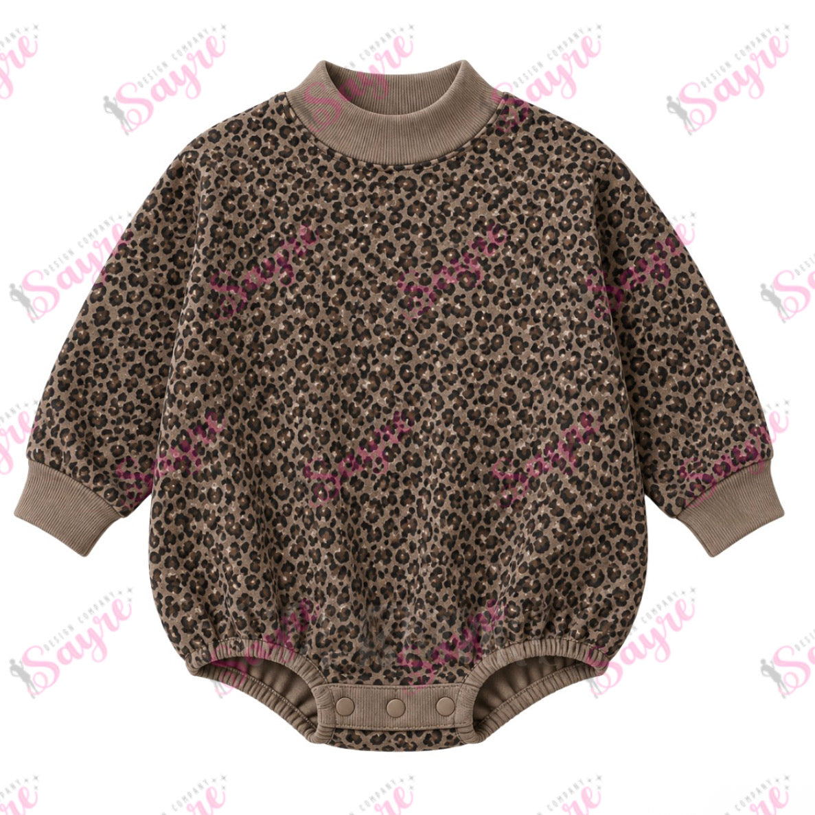 Custom Text Mock Neck Bubble Camo/Leopard Rompers