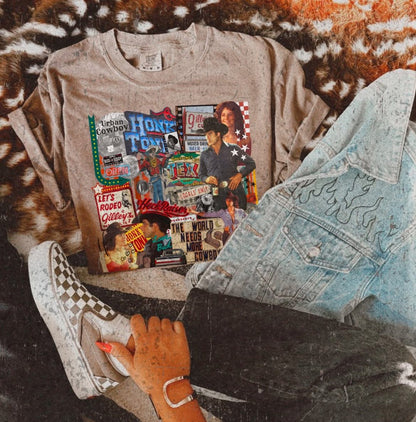 Honky Tonk Urban Cowboy Vintage Collage Shirt/Long Sleeve/Crewneck/Hoodie