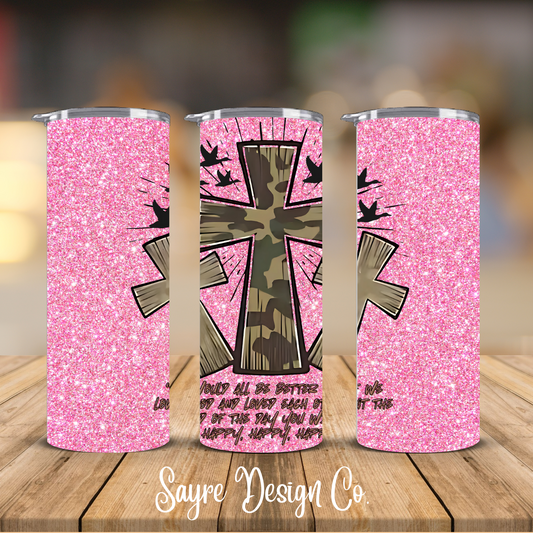 Pink Robertson 3 Cross 20oz Steel Tumbler