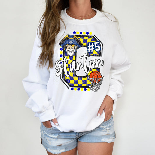 Customizable Basketball Checkered Letter Shirt/Long Sleeve/Crewneck/Hoodie