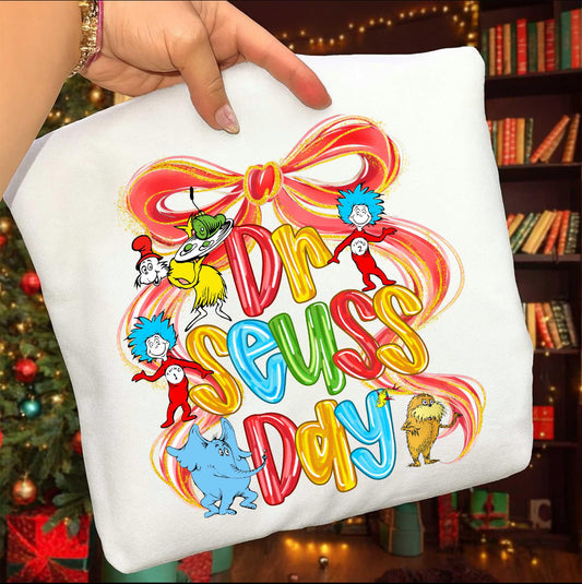 Primary Characters Dr. Seuss Day Coquette Bow Shirt/Long Sleeve/Crewneck/Hoodie