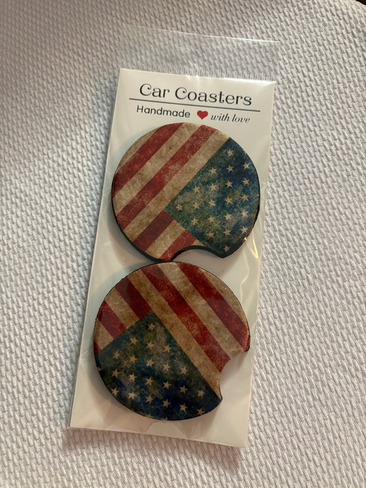 Distressed Flag Car Coasters