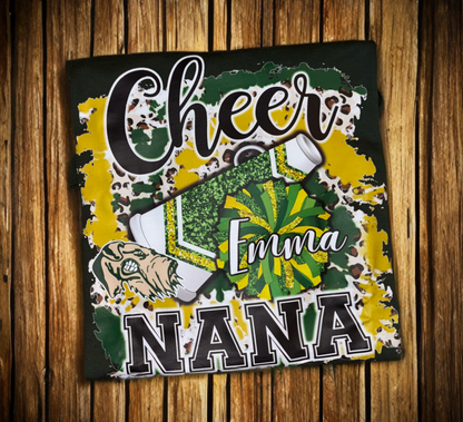 Customizable Cheer Nana Green & Gold Shirt/Long Sleeve/Crewneck/Hoodie