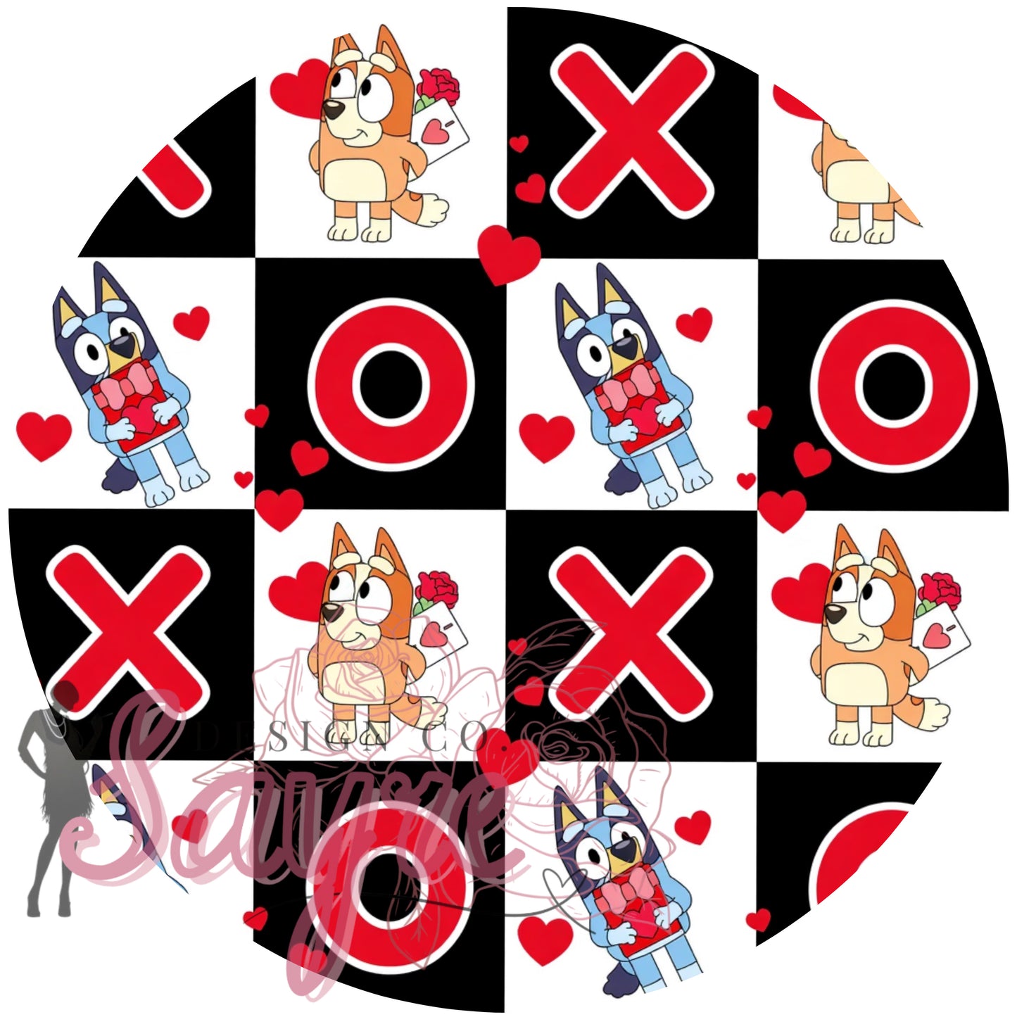 Black Check Bluey Valentine’s Day 0/3M-Adult 4XL