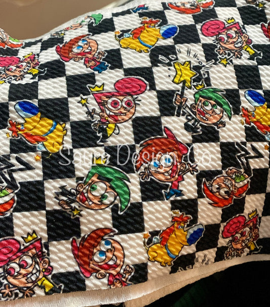 Fairly Odd Parents Checkered- Bullet Fabric