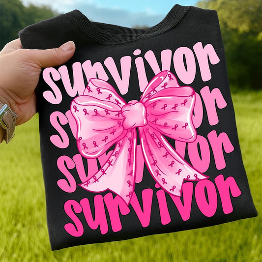 Survivor Bow Breast Cancer Awareness Tee/Sweatshirt/Hoodie