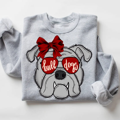 Bow & Shades Bulldogs- Red Shirt/Long Sleeve/Crewneck/Hoodie