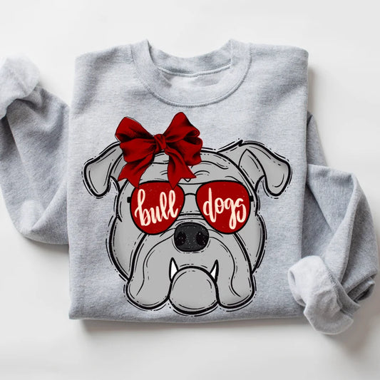 Bow & Shades Bulldogs- Red Shirt/Long Sleeve/Crewneck/Hoodie