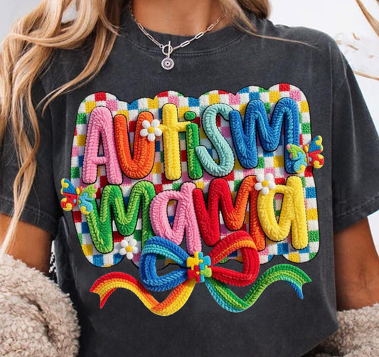 Faux Crochet Autism Mama Onesie/Shirt/Long Sleeve/Crewneck/Hoodie
