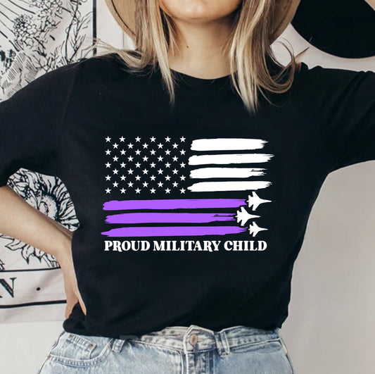 Stars & Stripes Proud Military Child Onesie/Shirt/Long Sleeve/Crewneck/Hoodie