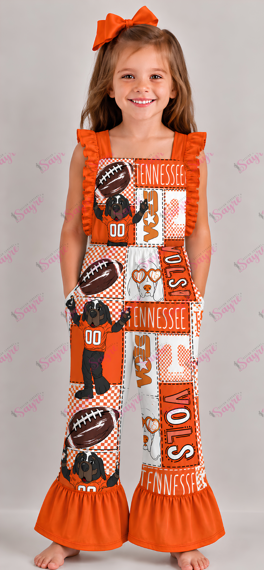Team Bow Patchwork Romper