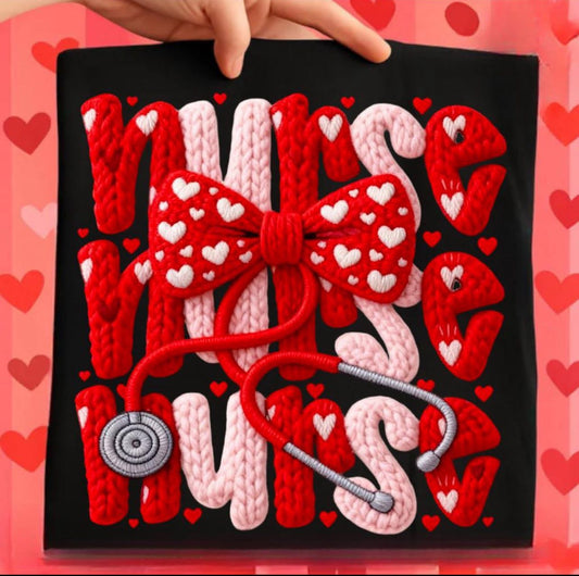 Crochet Nurse Stack Valentines Shirt/Long Sleeve/Crewneck/Hoodie