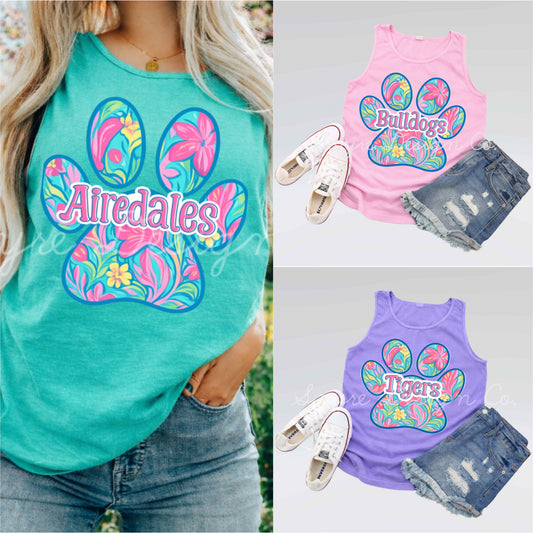 Customizable Spring Colors Paw Tank
