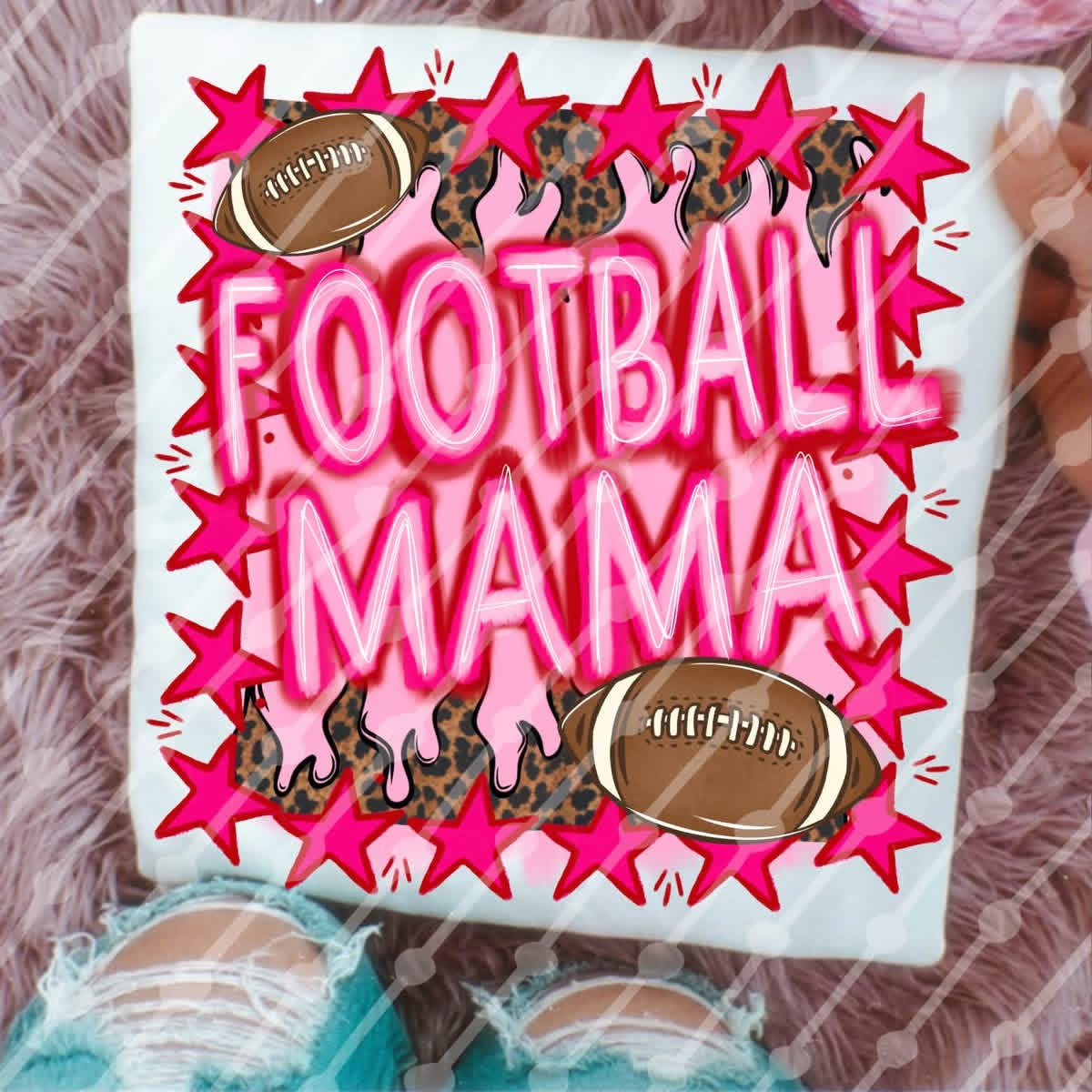 Pink Football Mama Shirt/Long Sleeve/Crewneck