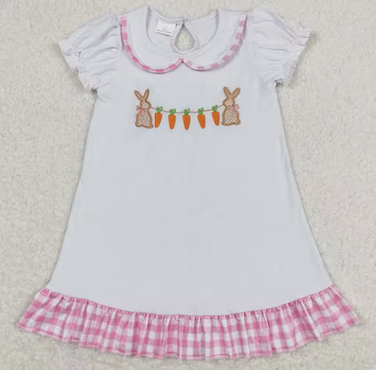 Pink Gingham Trimmed Easter Bunny Dress