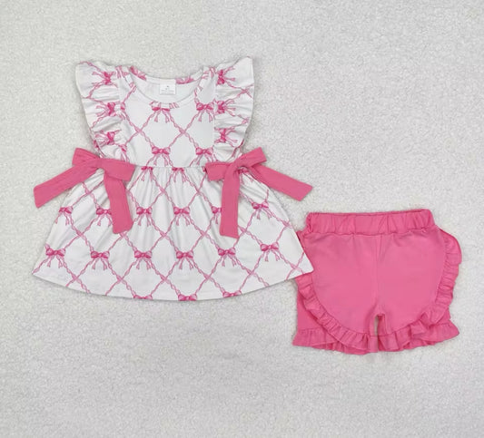 Pink Coquette Bows Short Set