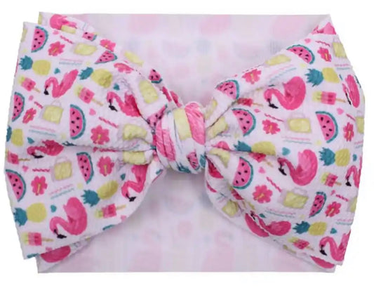 White Tropical Print 7” Bow Head-wrap Sayre Design Co.