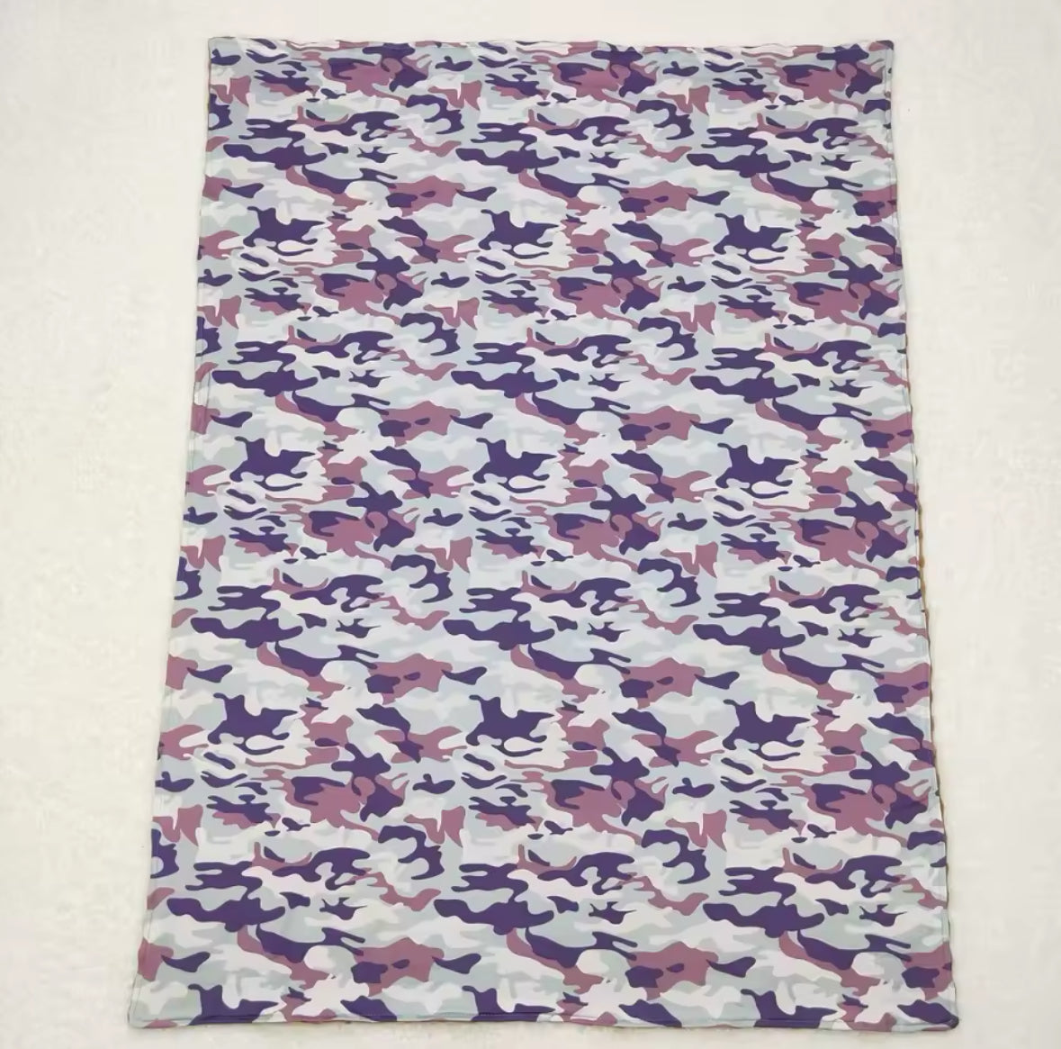 Purple Camo Minky-Back Blanket 29x43”