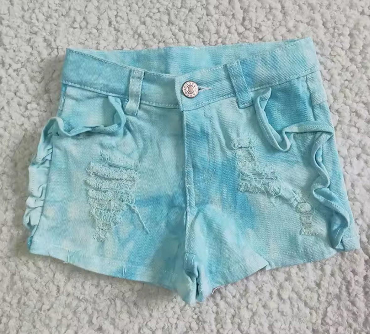 Light Blue Faded Denim Shorts