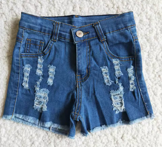 Distressed Blue Jean Denim Shorts