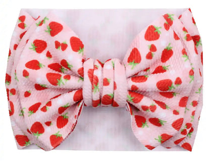 Pink Strawberry 7” Bow Head-wrap Sayre Design Co.