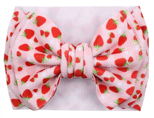 Pink Strawberry 7” Bow Head-wrap Sayre Design Co.