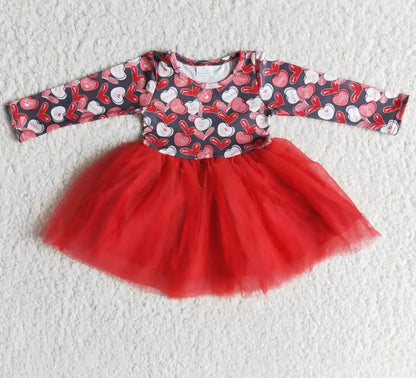 Boy/Girl Red Hearts Dress & Boys Baseball Tee Matching Set