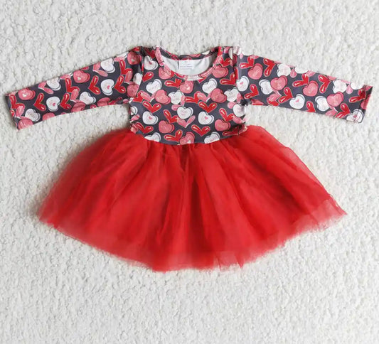 Boy/Girl Red Hearts Dress & Boys Baseball Tee Matching Set