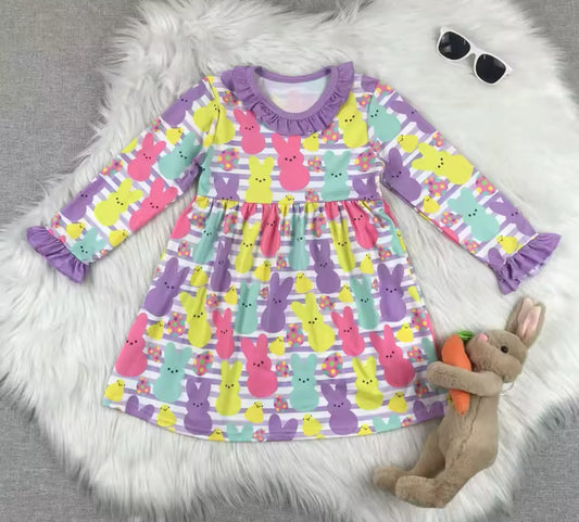 Long Sleeve Purple Striped Peeps Dress