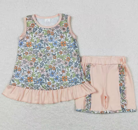 Peach Floral Short Set