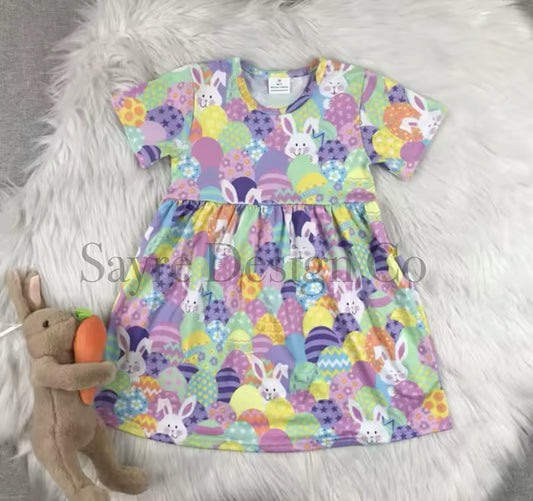 Pastel Eggs & Bunny Dress