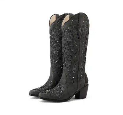 Womens Crystal Knee High Boots