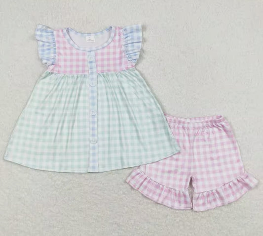 Pastel Gingham Short Set