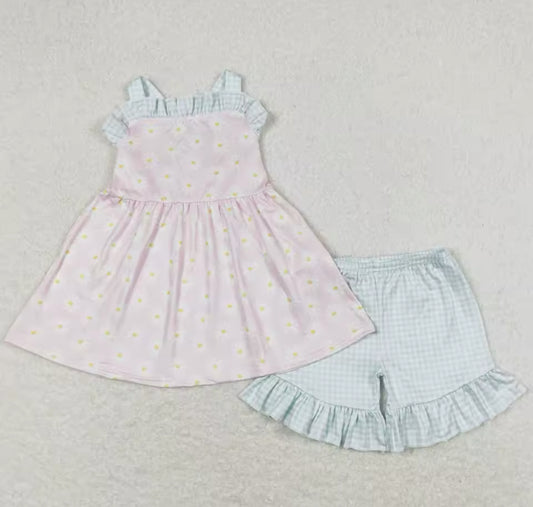 Pale Pink Daisy Short Set