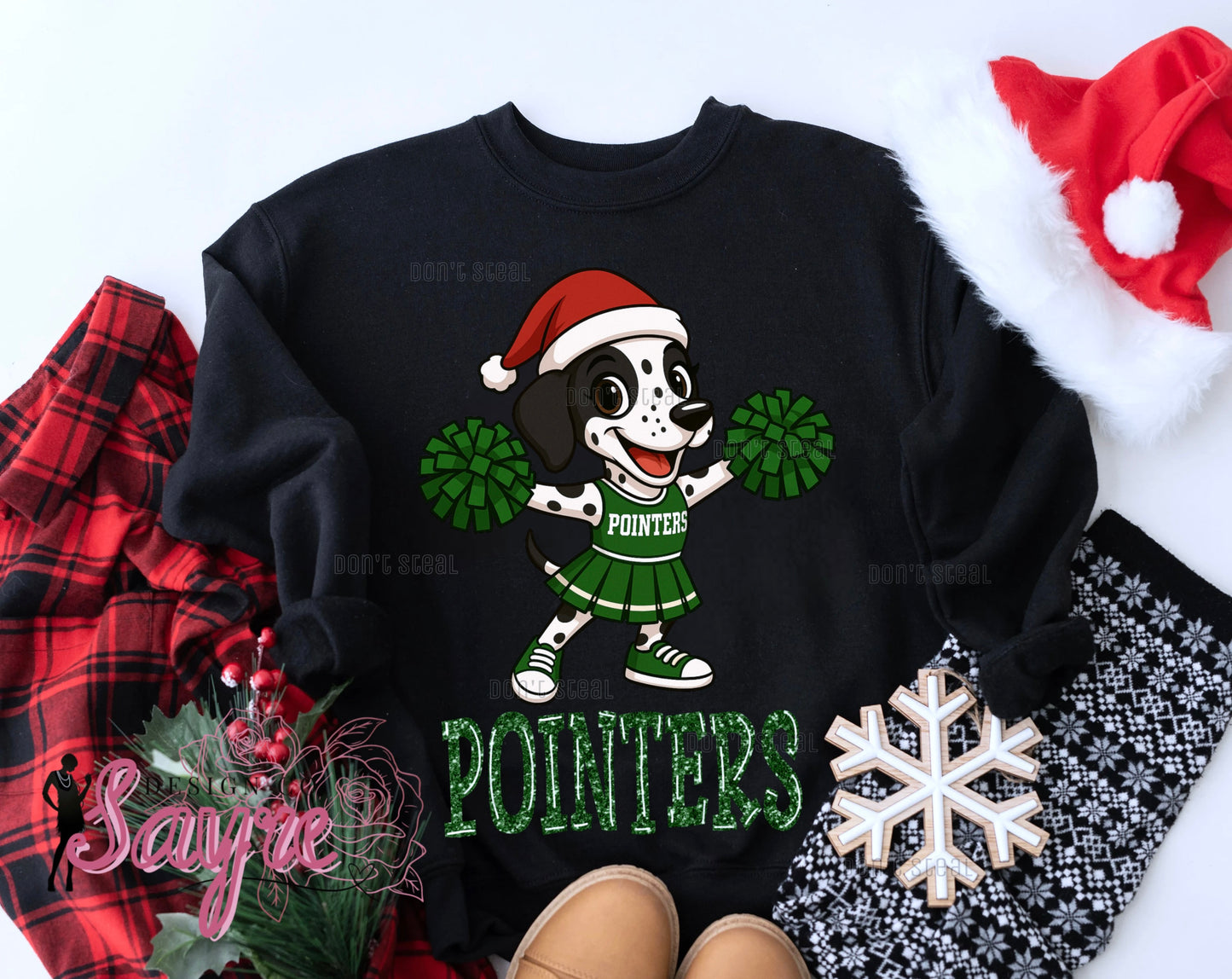 Customizable Cheer Mascot Santa Shirt/Long Sleeve/Crewneck/Hoodie